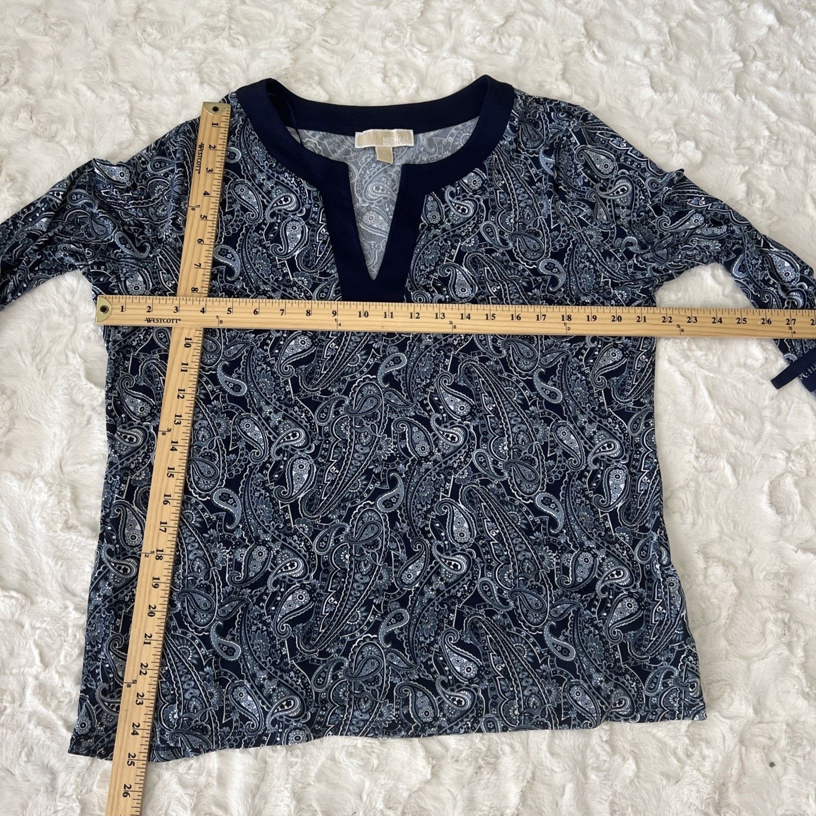 Michael Kors Michael Kors Top Floral 3/4 Sleeve Boho Paisley Blue XL Size XL / US 12-14 / IT 48-50 - 4 Thumbnail