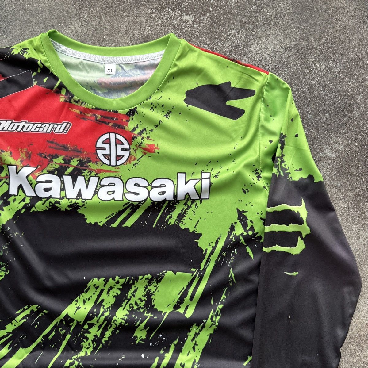 20471120 Kawasaki x Monster Energy Y2K Hype Moto Racing Jersey Size US XL / EU 56 / 4 - 5 Thumbnail