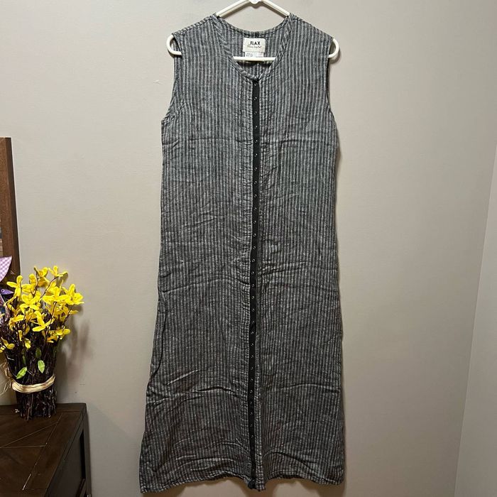 flax FLAX Jeanne Engelhart 100% Linen Maxi Dress Size Large