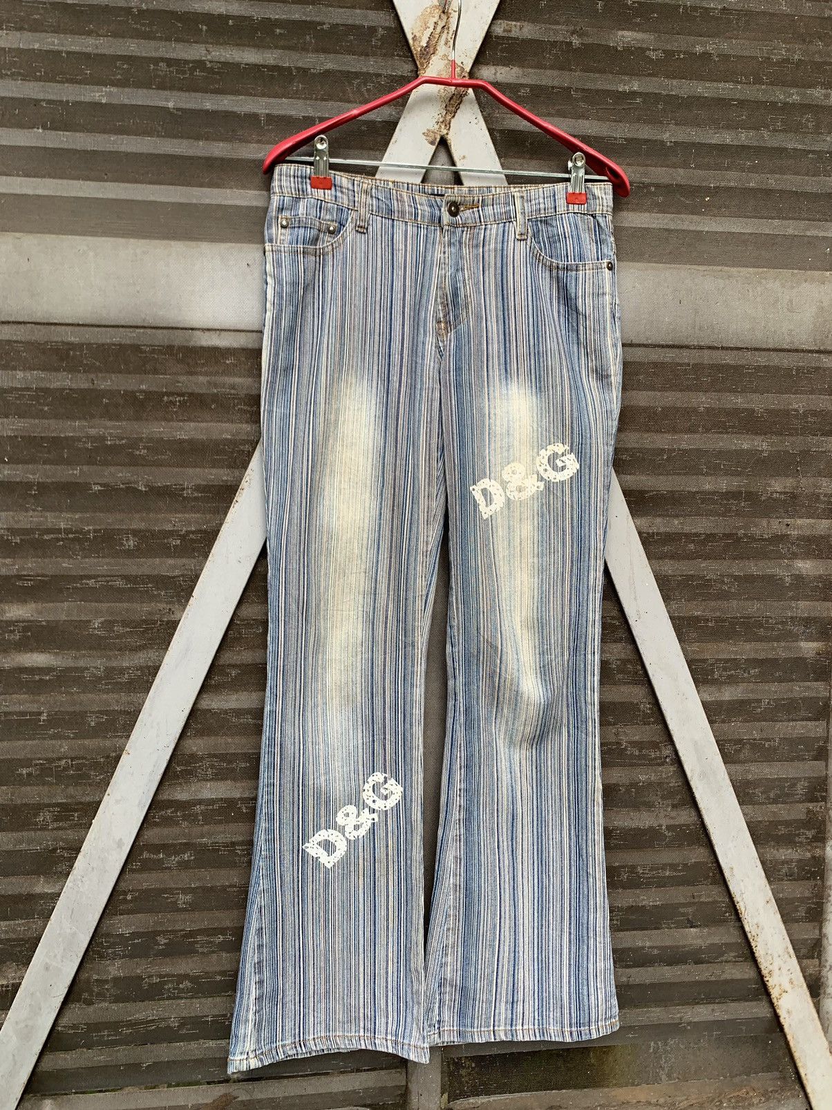 Dolce & Gabbana 👹Vintage DOLCE & GABBANA STRIPED FLAIR JEANS MADE IN ITALY Size US 30 / EU 46 - 6 Thumbnail