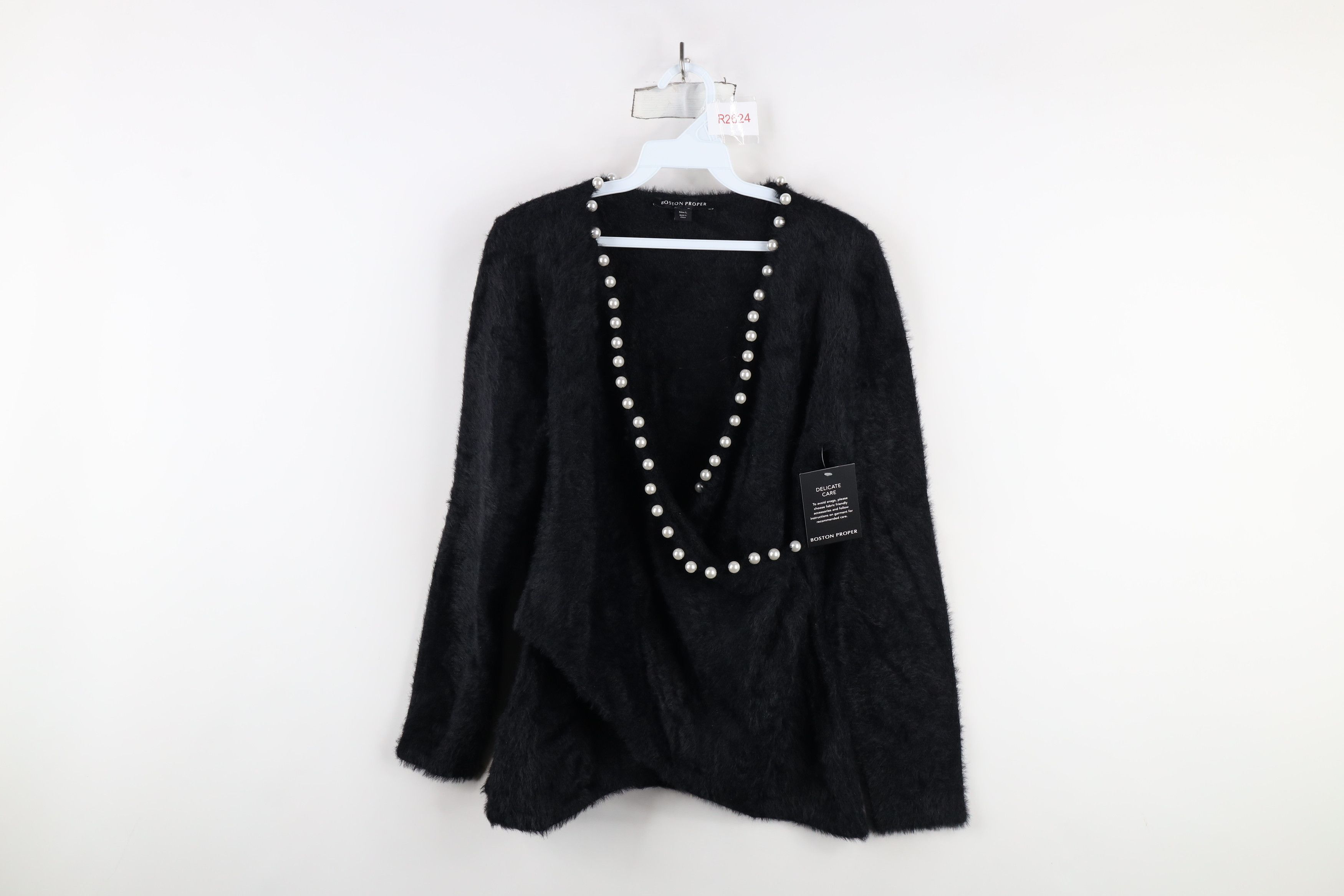 Boston Proper × Vintage New Boston Proper Soft Shaggy Fuzzy Knit Sweater Black Size L / US 10 / IT 46 - 1 Thumbnail