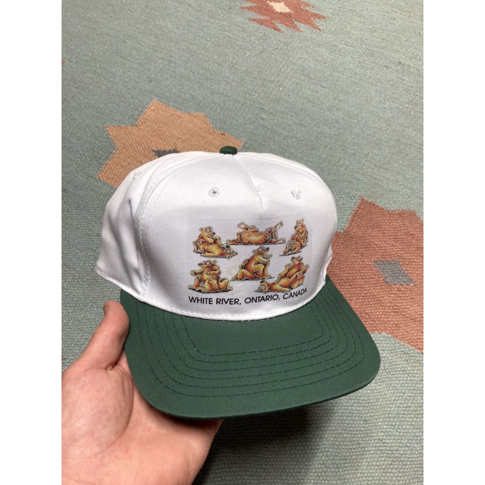 Vintage VINTAGE Animal White Snapback Hats Bear River Ontario Canada Adjustable Cap Men White Animal Bears Snapback Cap Men Size ONE SIZE - 2 Thumbnail