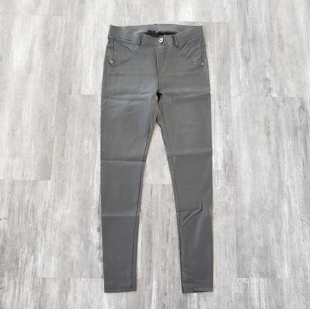 Designer Black Metallic Olivaceous High Waisted Skinny Pant Size 28" / US 6 / IT 42 - 1 Thumbnail