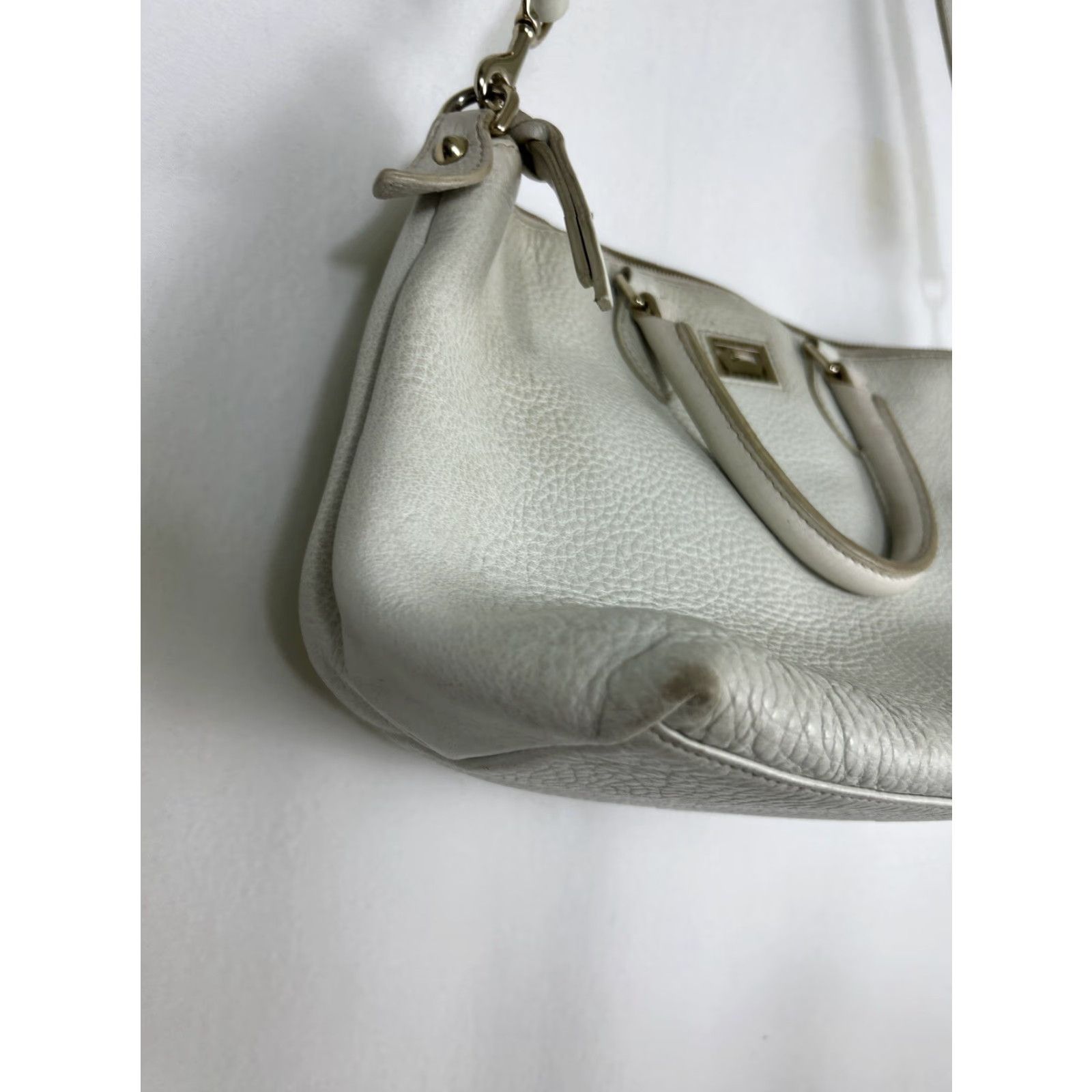 Dooney & Bourke VINTAGE Dooney & Bourke Pebbled Ivory Large Hobo Bag Double Handles Women Stains Size ONE SIZE - 2 Thumbnail