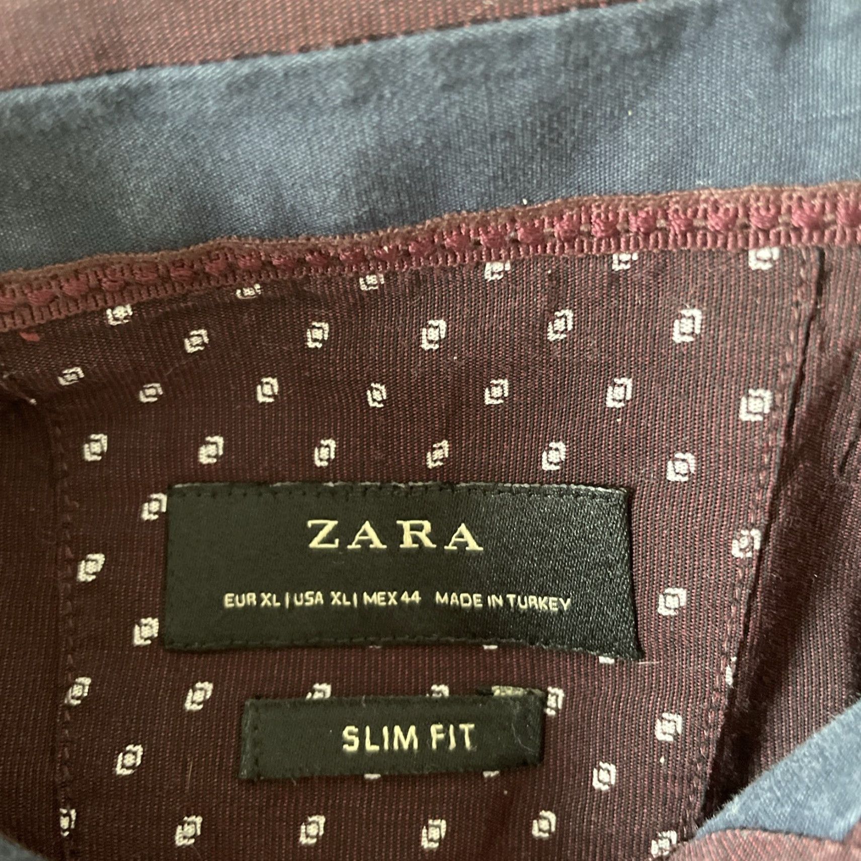 Zara Zara Man Button-Up Shirt XL Maroon Slim Fit Long Sleeve Cotton Casual Dress Shirt Mens Size US XL / EU 56 / 4 - 3 Thumbnail