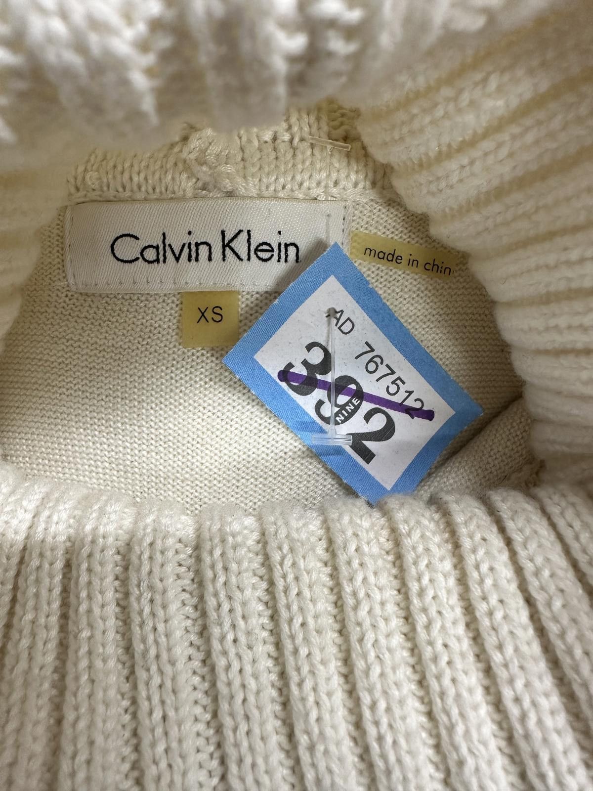 Calvin Klein Calvin Klein White Cable Knit Turtleneck Sweater XS Size XS / US 0-2 / IT 36-38 - 2 Thumbnail