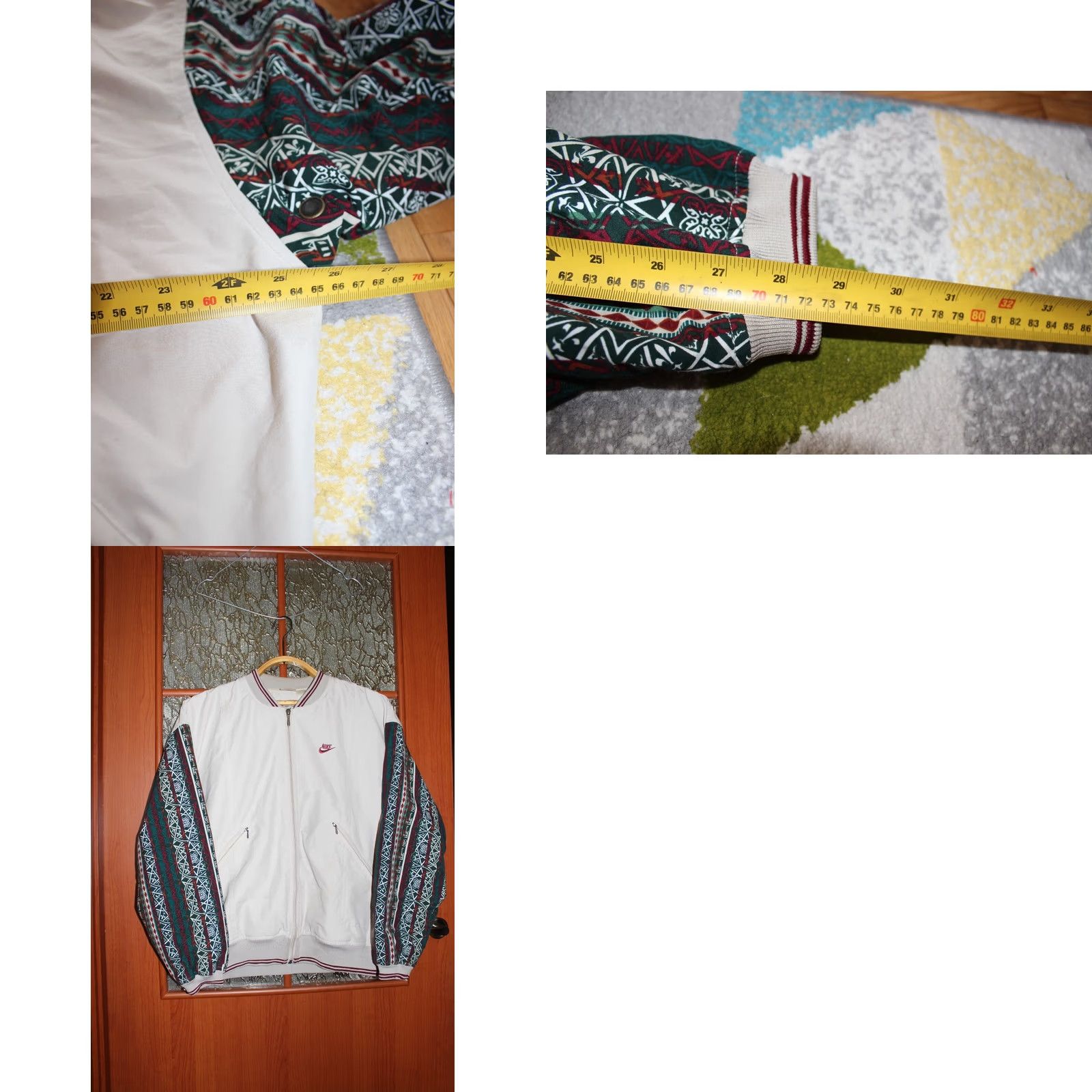 Nike VINTAGE Nike Bomber Jacket - Aztec Sleeves - creme - M - Unisex Adults - Track Jacket - Zip - Long Sleeve - All Seasons - Regular Fit Size US M / EU 48-50 / 2 - 8 Thumbnail
