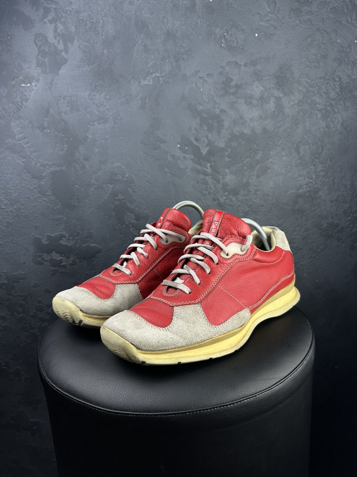 Prada × Vintage Vintage Prada Red Leather/Suede Sneakers Men’s Size US 8 / EU 41 - 1 Thumbnail