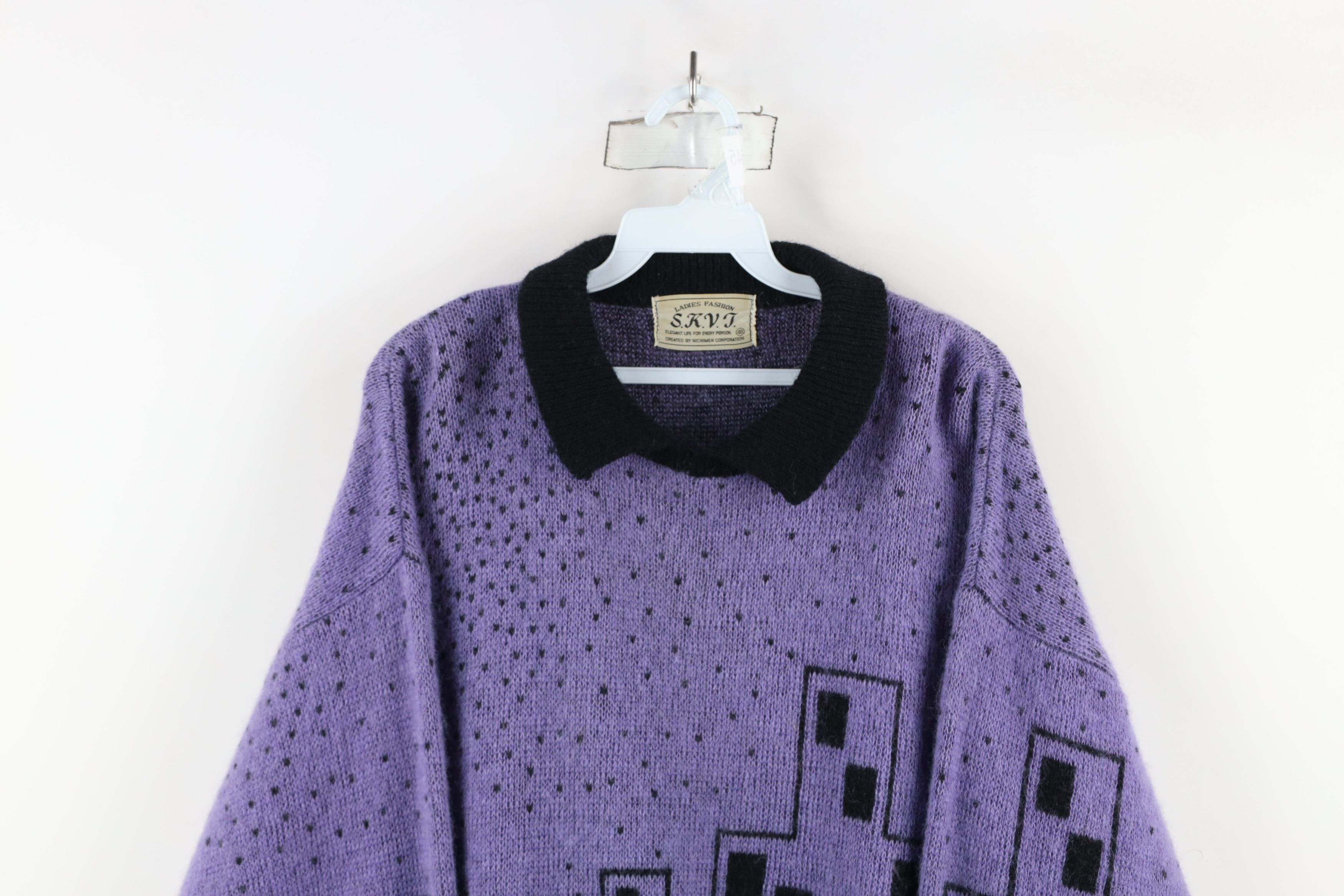 Vintage Vintage 90s Streetwear Abstract City Cross Collared Sweater Size XL / US 12-14 / IT 48-50 - 2 Thumbnail