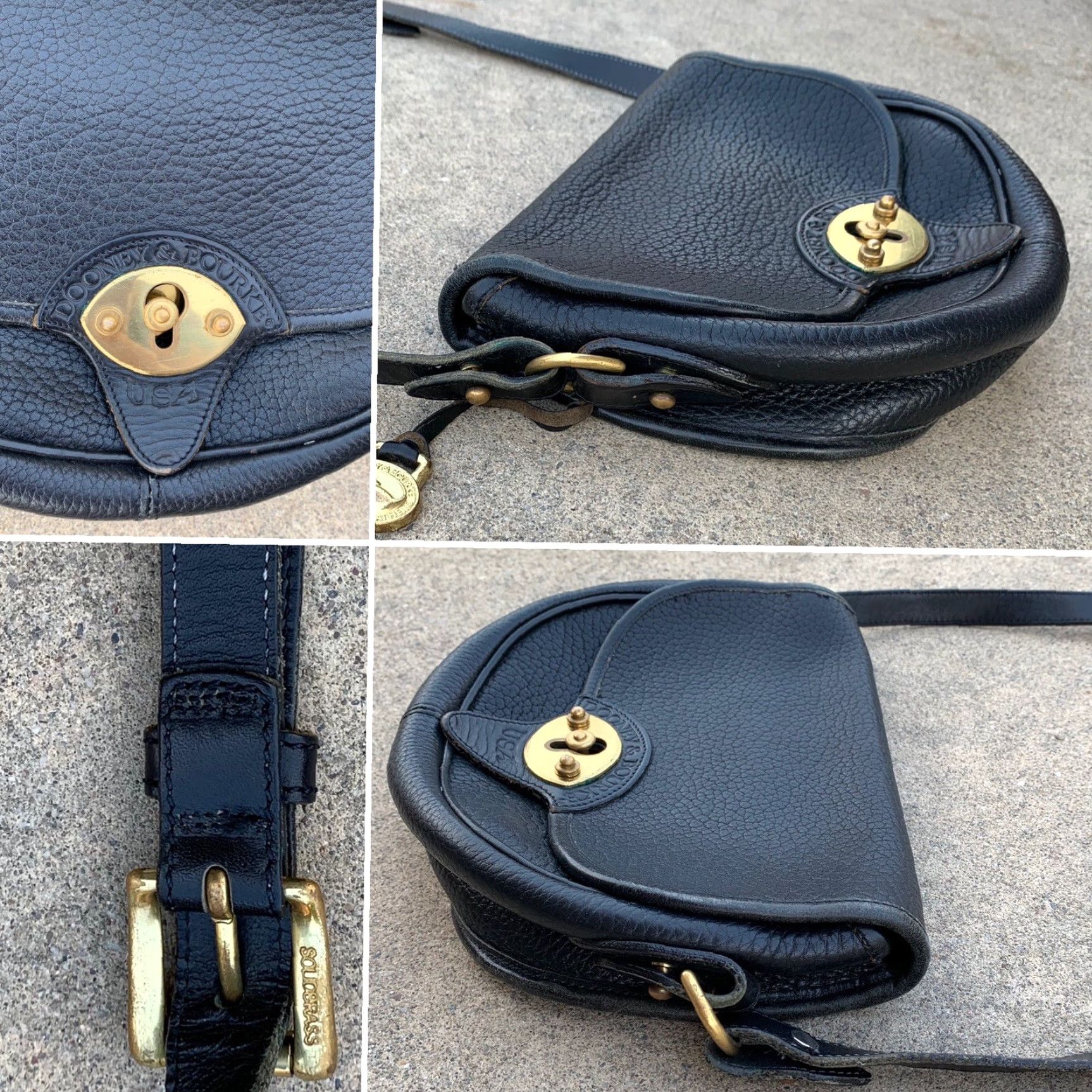 Dooney & Bourke VINTAGE Dooney & Bourke Black Leather Crossbody Bag USA Made Brass Lock Adult Women Size ONE SIZE - 6 Thumbnail