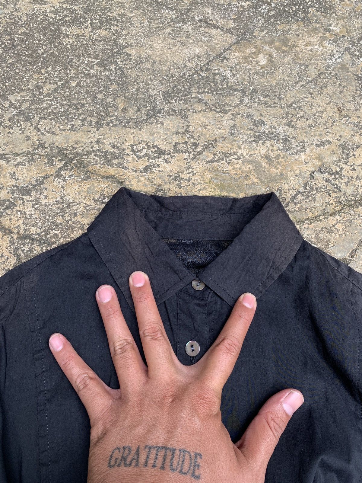 Hysteric Glamour × Japanese Brand 2000s 25:00 Japan Faded Black Trim Shirt Size M / US 6-8 / IT 42-44 - 5 Thumbnail