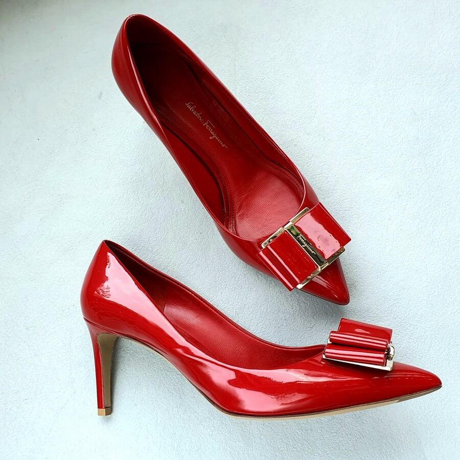 Salvatore Ferragamo o1s1rm0724 Zeri New Pumps in Red Size US 5.5 / IT 35.5 - 1 Thumbnail