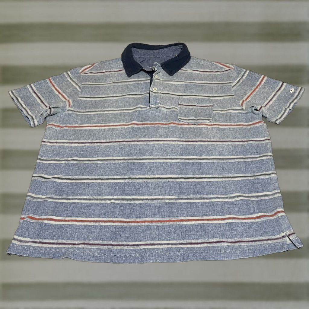 Tommy Bahama Tommy Bahama Polo Shirt Men XL Island Modern Fit 100% Cotton Blue Striped Polo Shirt Casual Travel Men Size US XL / EU 56 / 4 - 1 Thumbnail