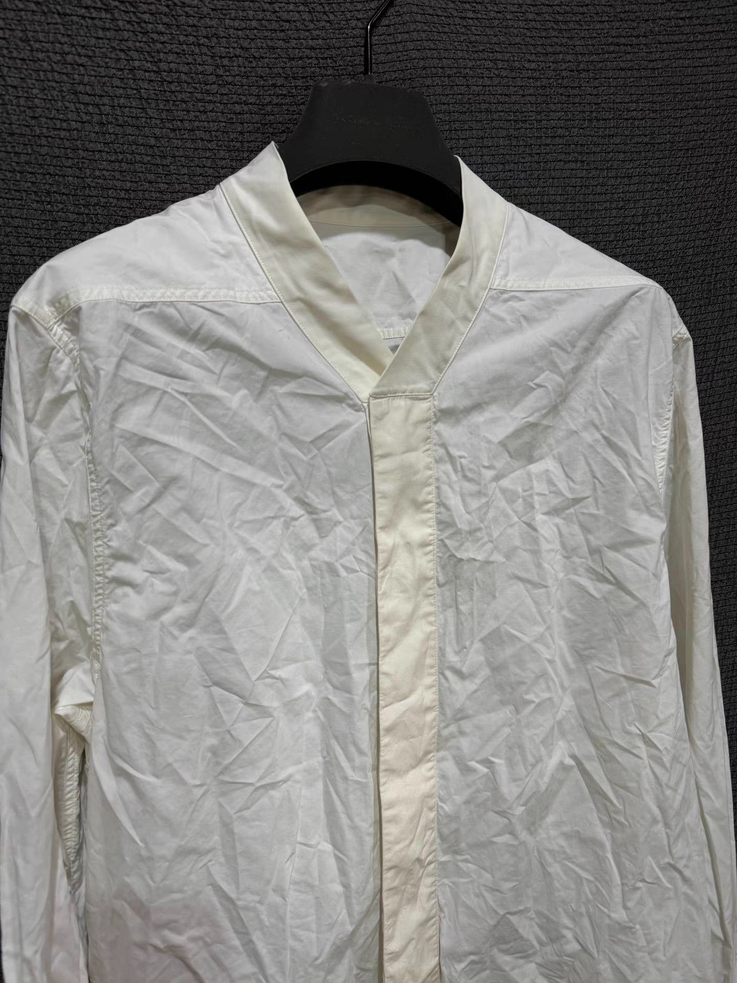 Rick Owens Rick Owens 15FW mainline collarless white shirt. Size US L / EU 52-54 / 3 - 3 Thumbnail
