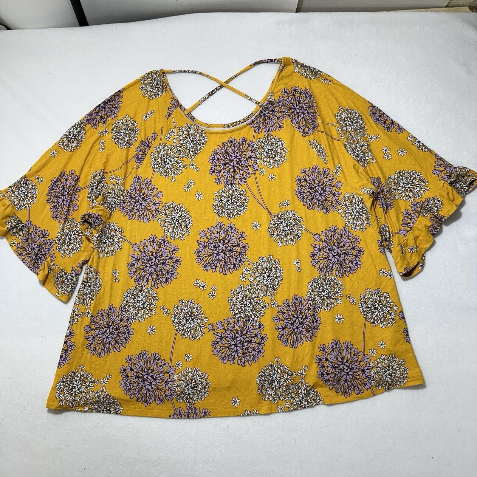 Other a.n.a. Women's Petite PXXL Floral Blouse 3/4 Sleeve Yellow Size XXL / US 16-18 / IT 52-54 - 1 Thumbnail