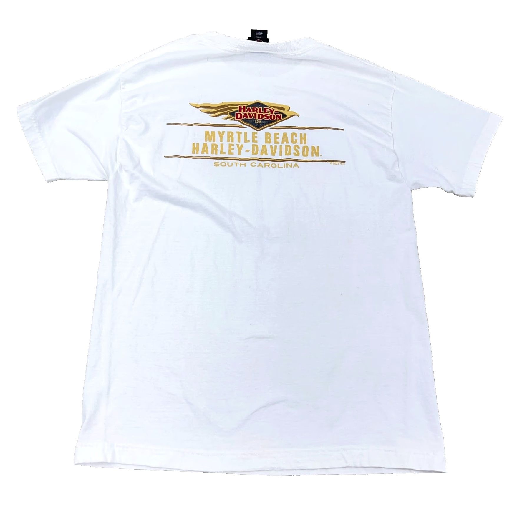 Harley Davidson VINTAGE Harley-Davidson Shirt Men Medium White Biker Tee 120th Eagle Retro Adult Size US M / EU 48-50 / 2 - 2 Thumbnail