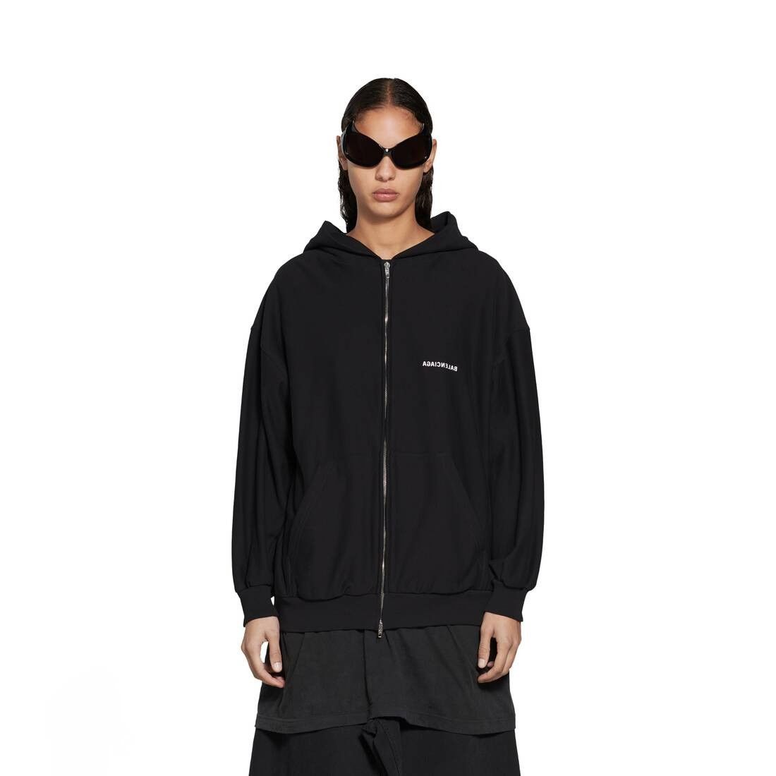 Balenciaga o1w1db10525 Mirror Balenciaga Zip-Up Hoodie Small Fit Black Size L / US 10 / IT 46 - 2 Thumbnail