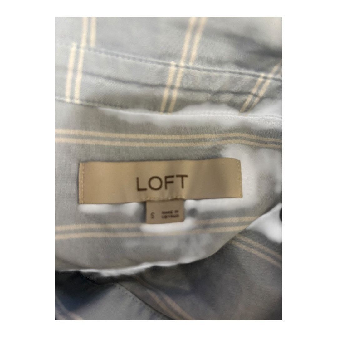 Loft LOFT Blue & White Stripped Button Down Size S Size S / US 4 / IT 40 - 3 Thumbnail
