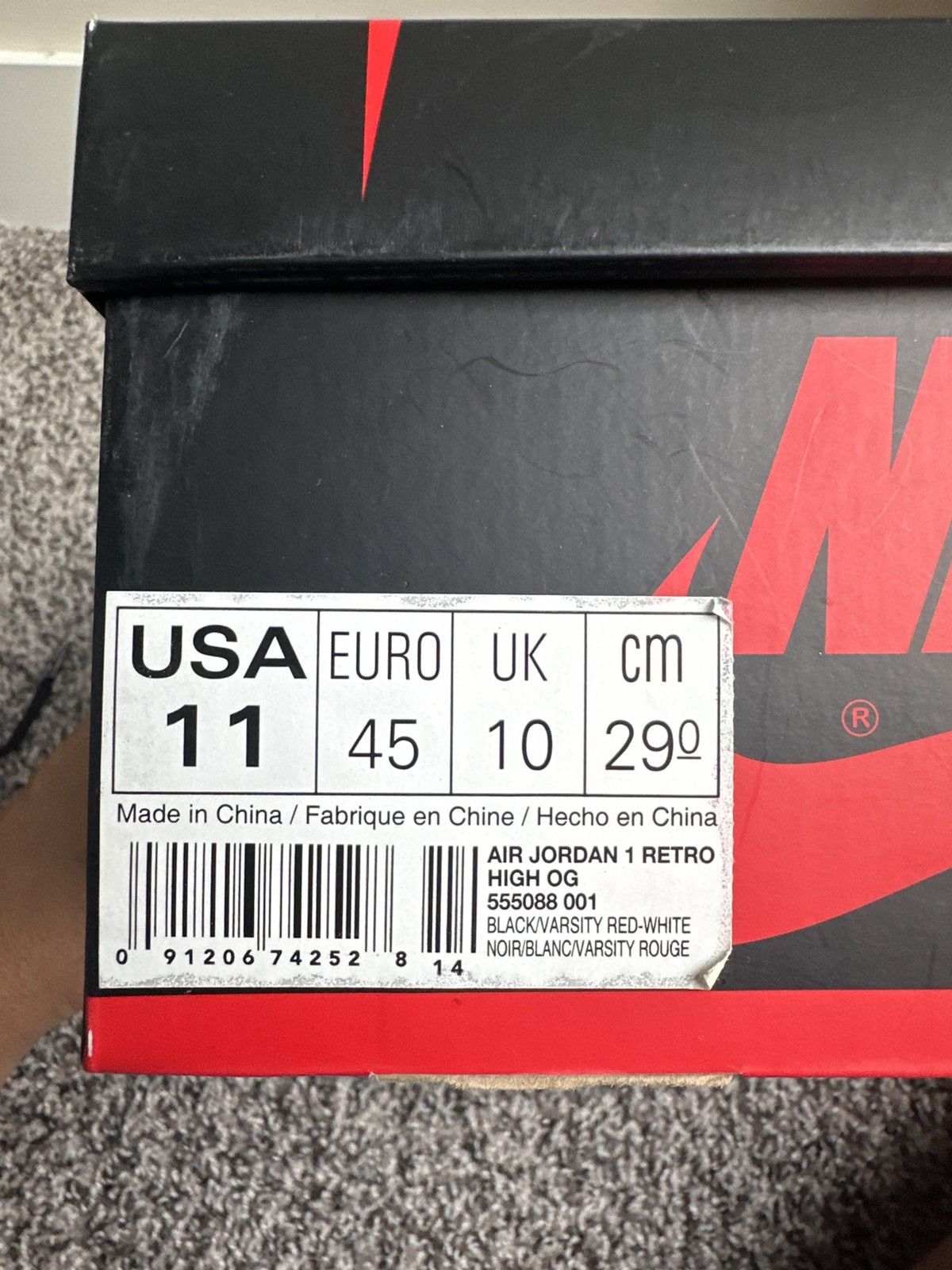 Jordan Brand Air Jordan 1 Retro “Banned 2016” Size US 11 / EU 44 - 9 Thumbnail