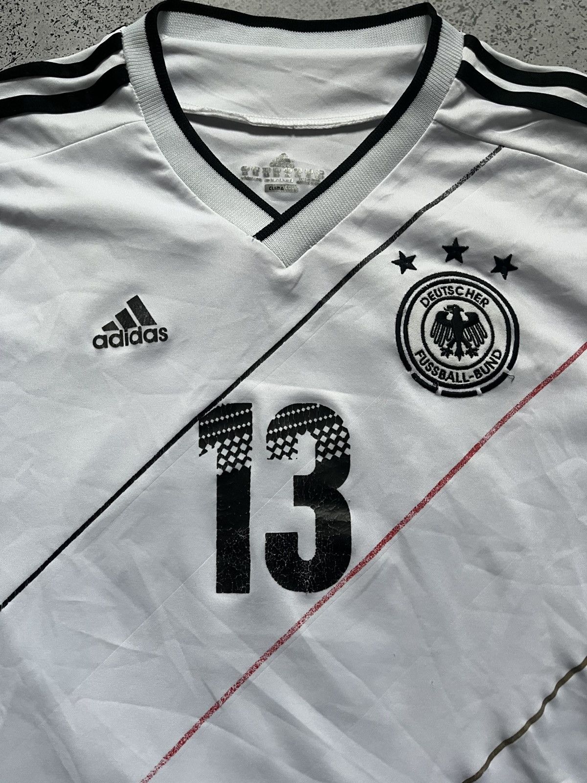 Vintage MULLER Adidas Germany 2011 Soccer Jersey Football Tee Y2K Size US L / EU 52-54 / 3 - 4 Thumbnail