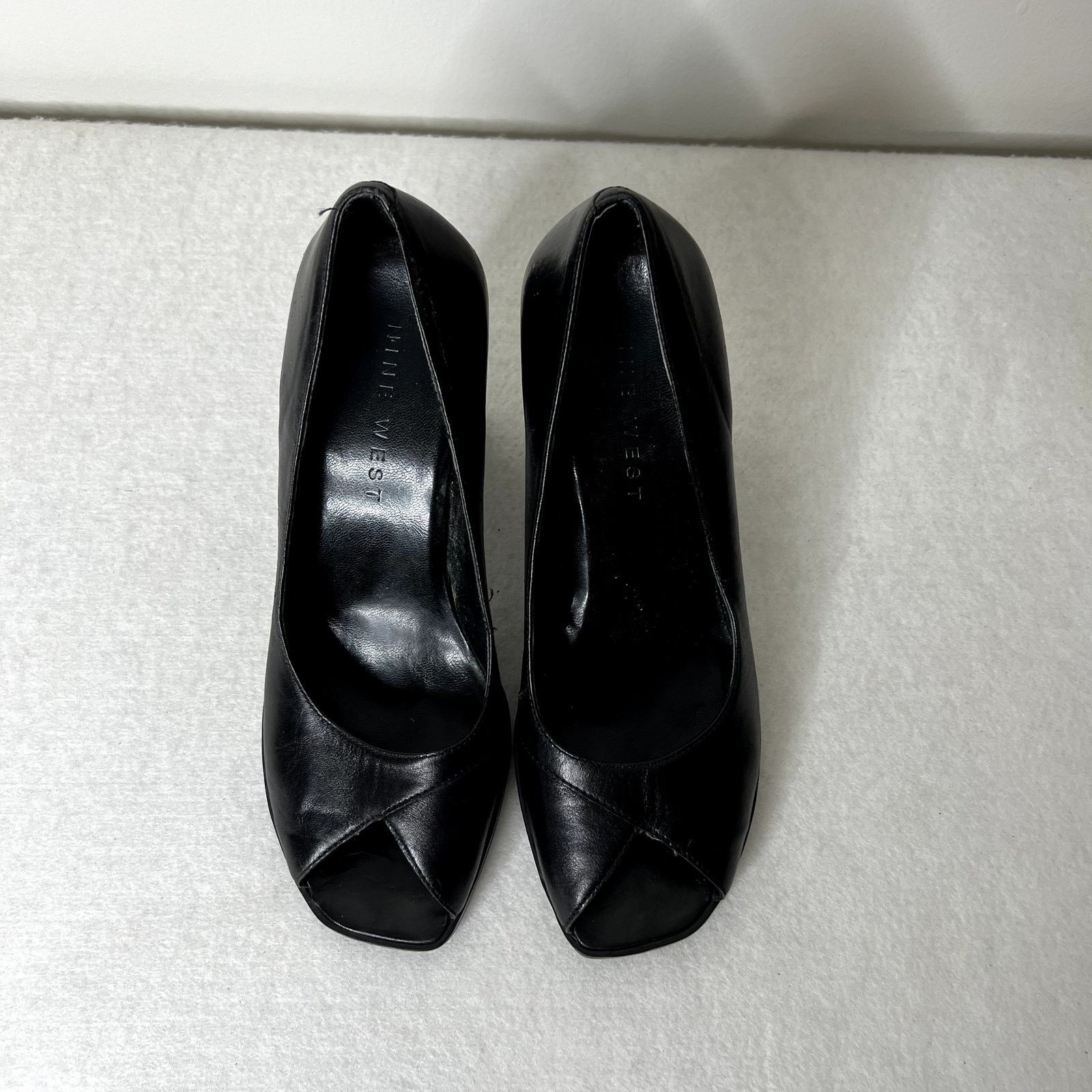 Nine West Nine West Black Leather Peep Toe Heels Size US 7 / IT 37 - 3 Thumbnail