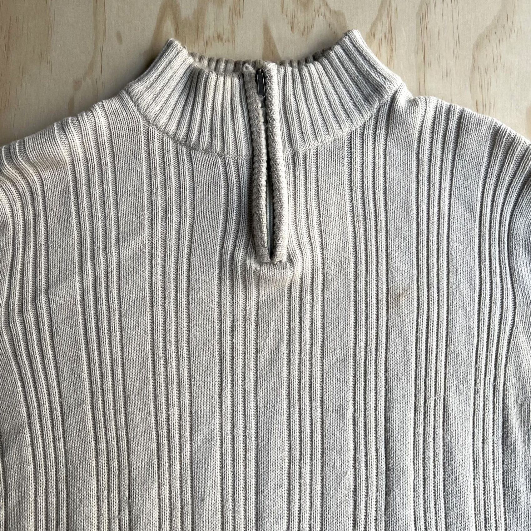 Vintage Michael Brandon Sweater Mens Large Beige 1/4 Zip Mock Neck Pullover Knit Ribbed Tight-Knit Cotton-Acrylic Regular Size US L / EU 52-54 / 3 - 2 Thumbnail