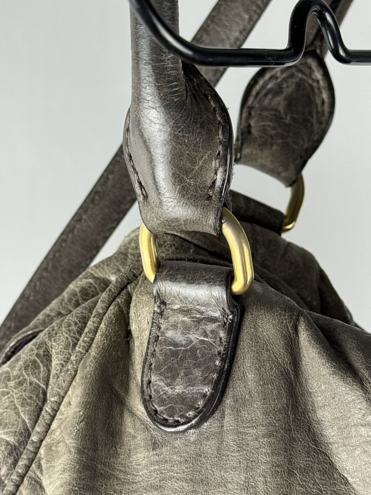 Miu Miu Miu Miu Vitello Two Way Nappa Leather Handbag Bag Grey Size ONE SIZE - 10 Thumbnail