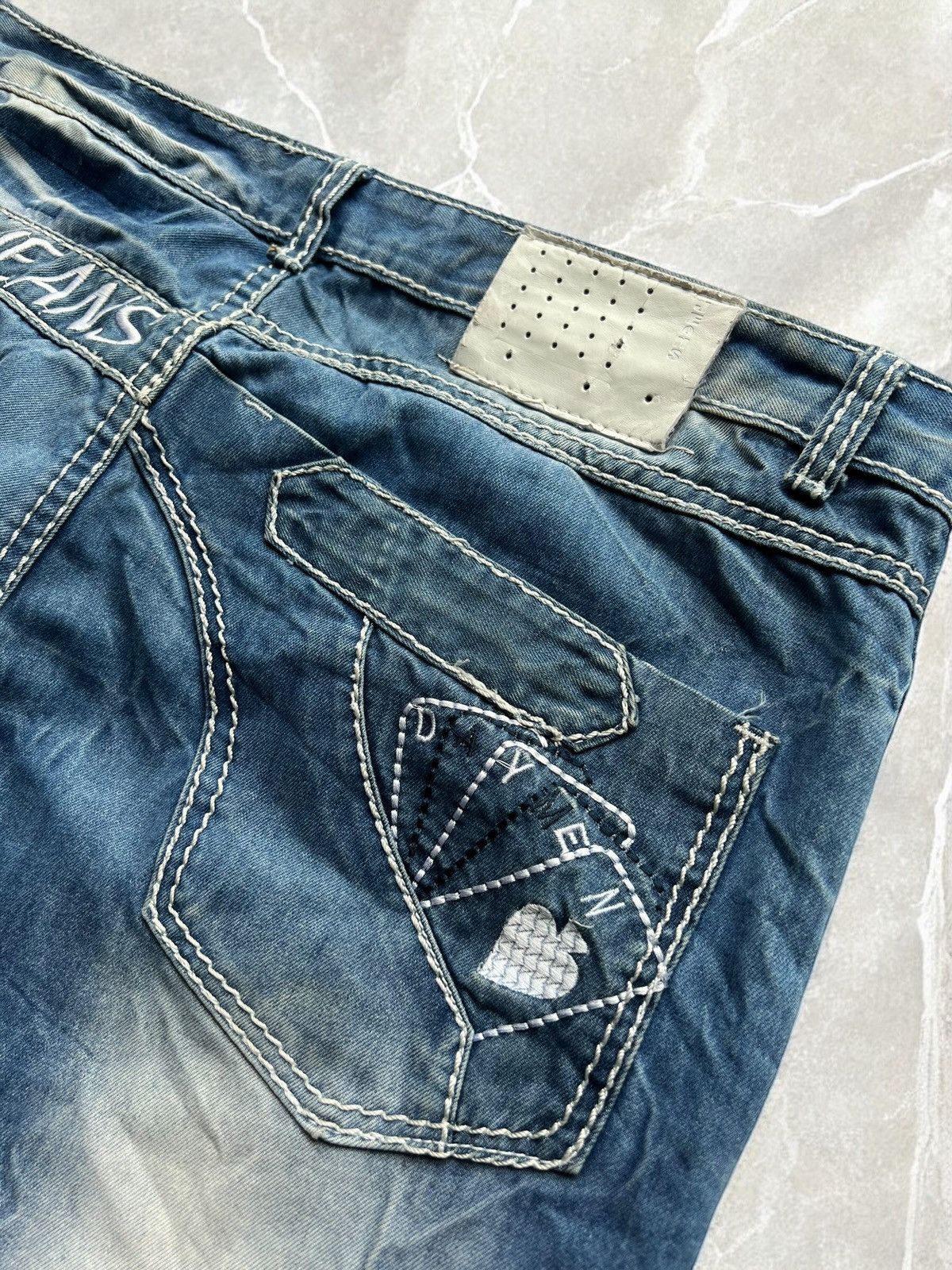 Vintage CRAZY MULTICOLOURED WIDE JEANS VINTAGE WASHED DENIM PANTS Size US 36 / EU 52 - 4 Thumbnail