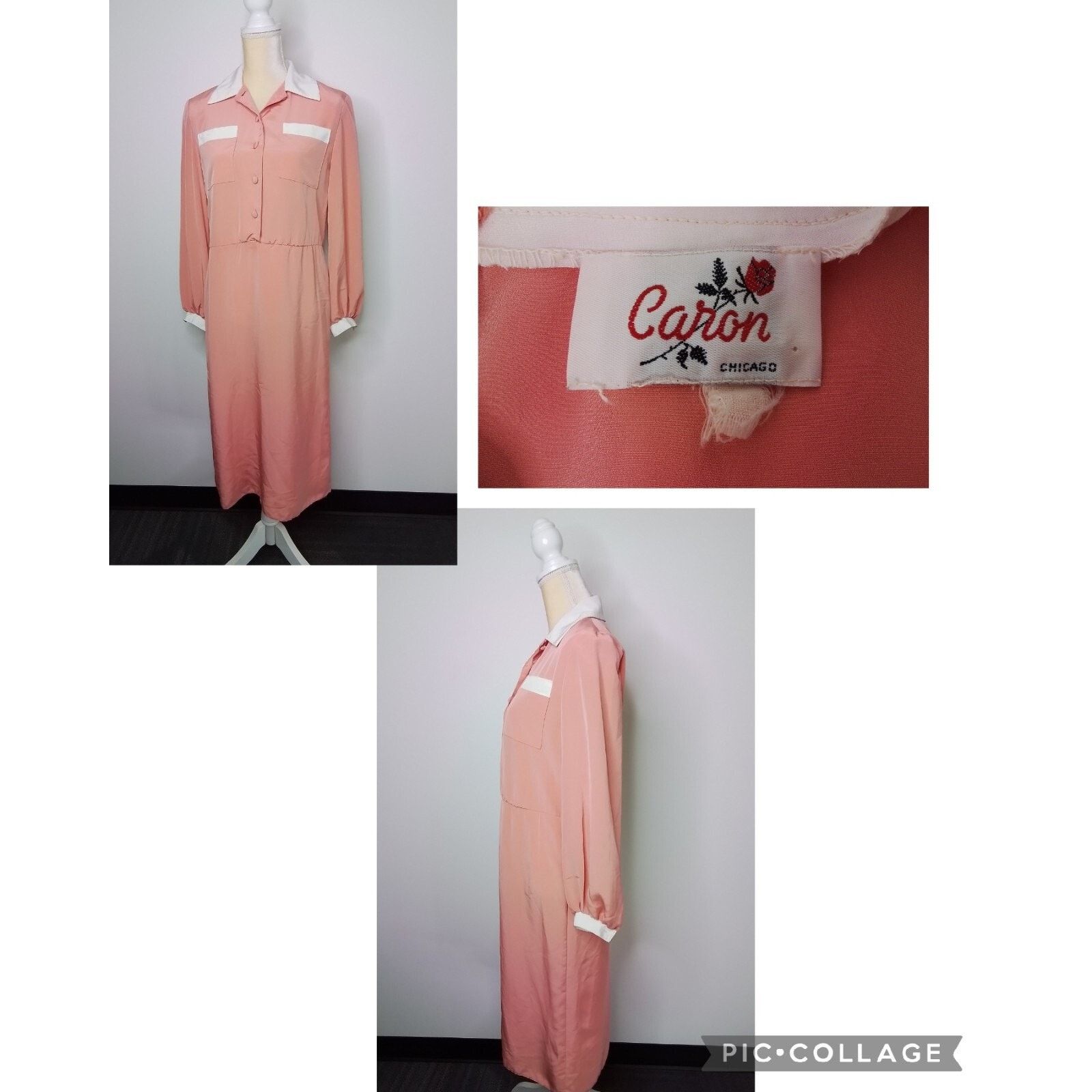 Other Caron Vintage Dress Women's Pink/White Size M / US 6-8 / IT 42-44 - 1 Thumbnail