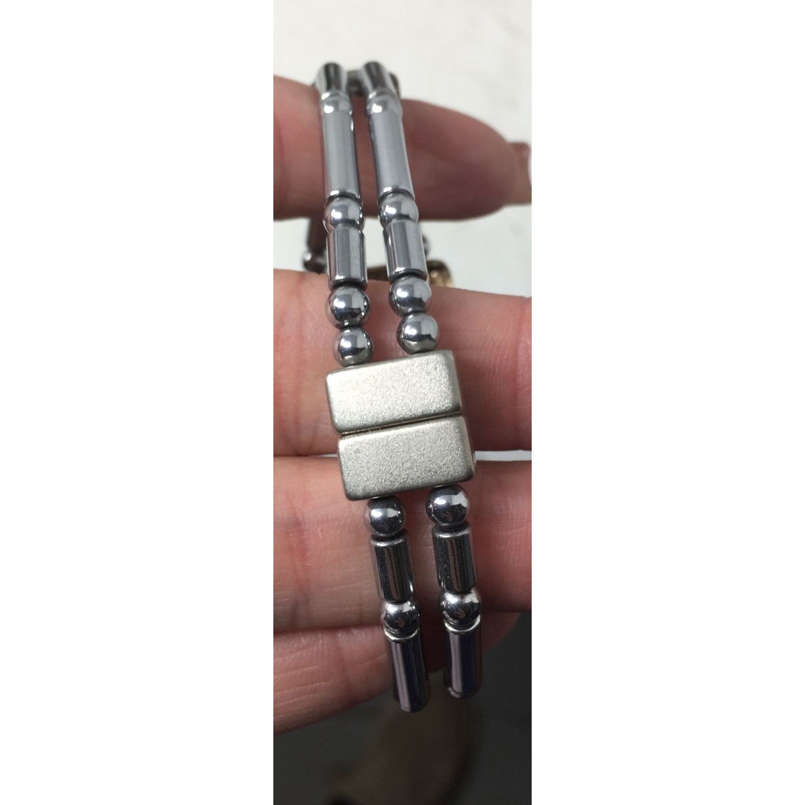 Other Women's Magnetic Silver Tone Bracelet with Rectangular Penda Size ONE SIZE - 7 Thumbnail