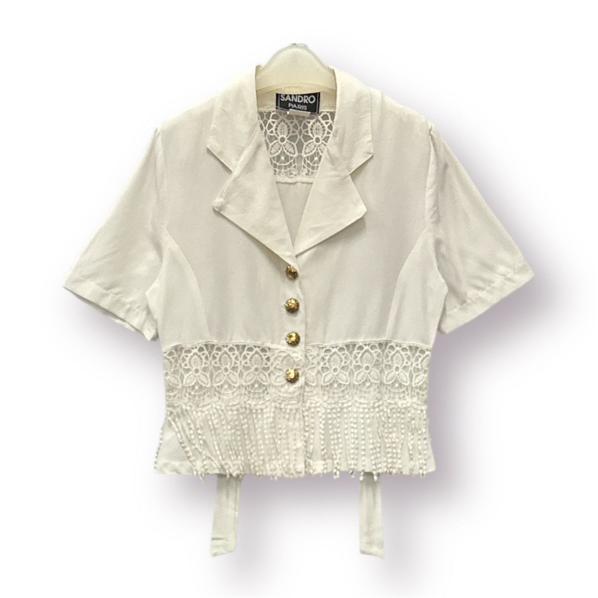 Sandro 🔥 Vintage 80s SANDRO Paris Croped Mesh Blouse Jacket Size S / US 4 / IT 40 - 1 Thumbnail