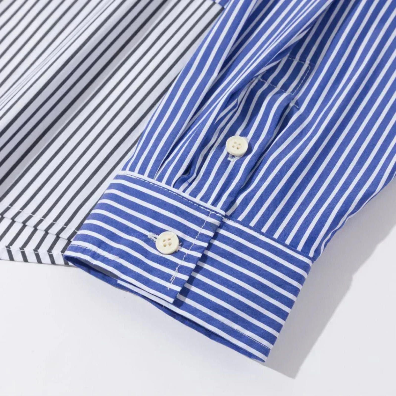 Other Spliced Stripe Patchhwork Long Sleeve Shirt Size US M / EU 48-50 / 2 - 9 Thumbnail