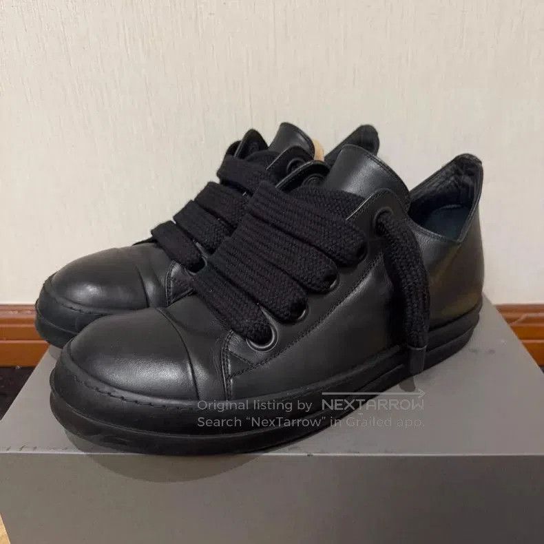 Rick Owens Rick Owens Black Leather Low Top Sneakers- Size US 10.5 / EU 43-44 - 2 Thumbnail
