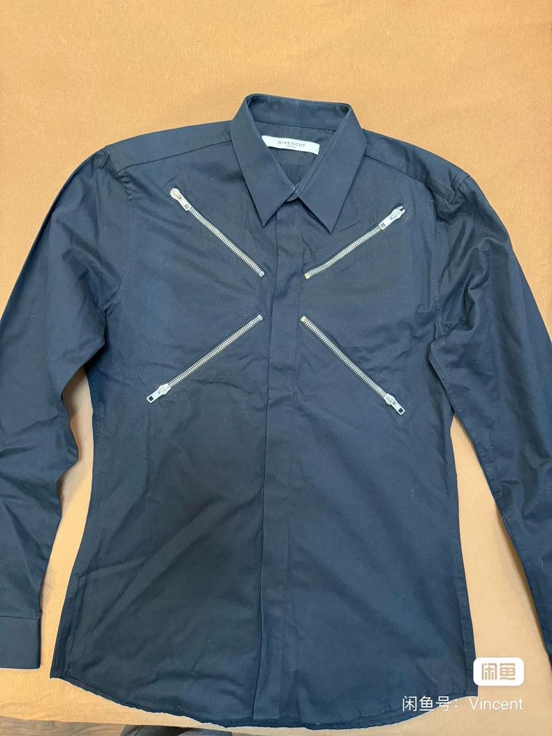 Givenchy Size39 Black Zip-Up Slim Fit Shirt Size 39