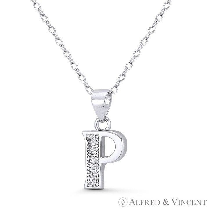 Other Initial Letter "P" Block Script CZ Crystal Pendant Size ONE SIZE - 1 Preview