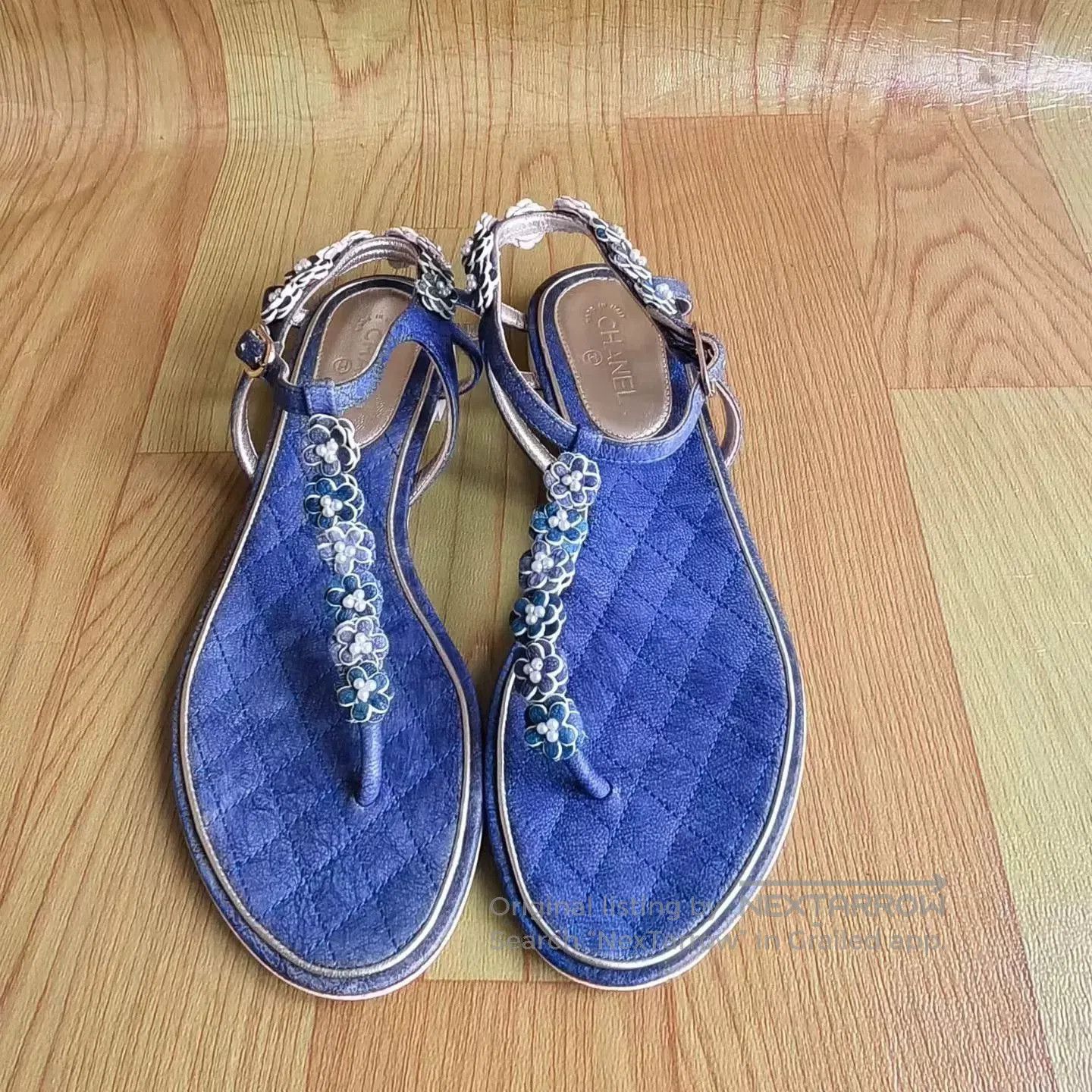 Chanel Chanel Blue Camellia Sandals. Size US 6.5 / IT 36.5 - 4 Thumbnail