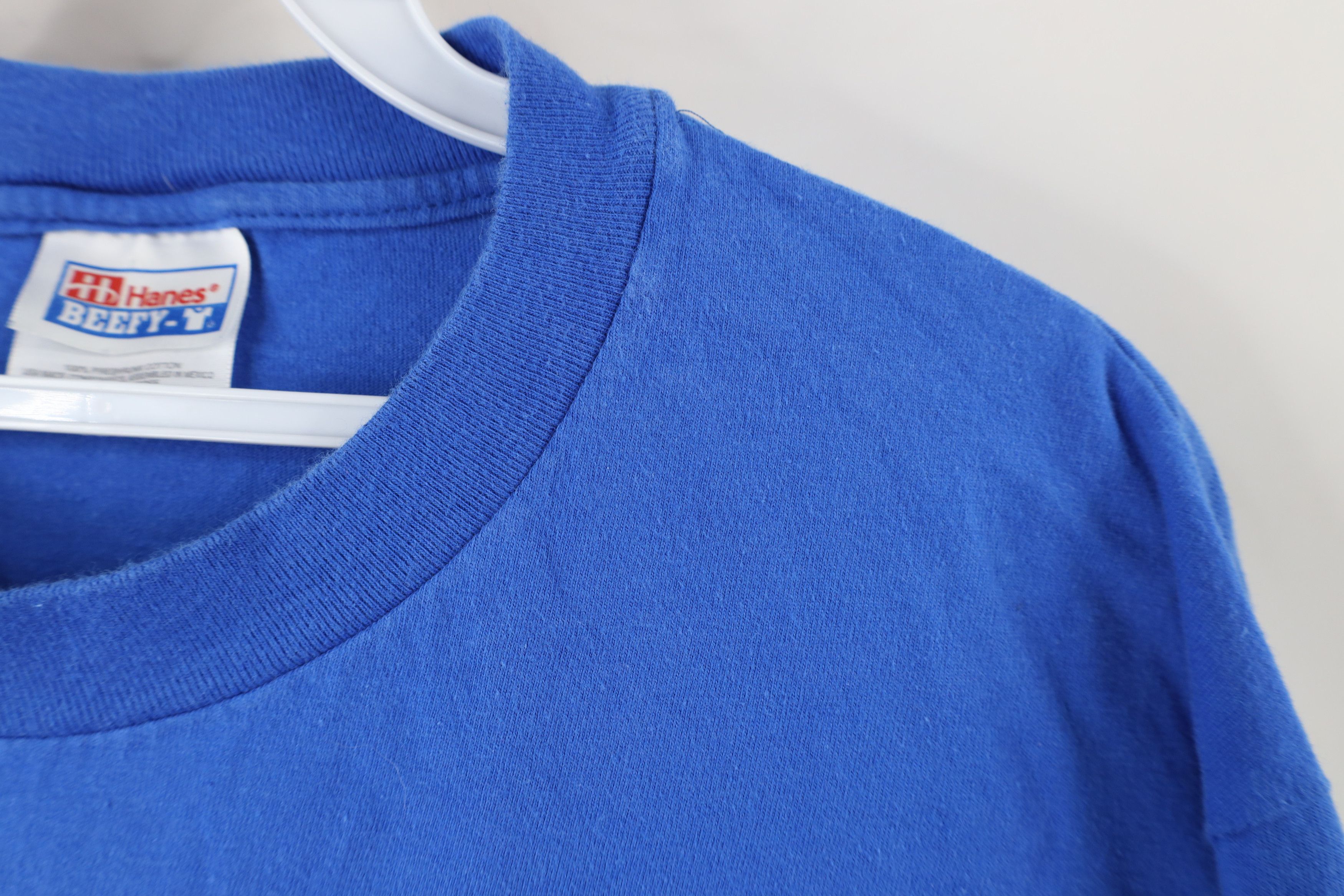 Hanes × Vintage Vintage 90s Hanes Beefy Long Sleeve T-Shirt Blue Cotton Size US L / EU 52-54 / 3 - 4 Thumbnail