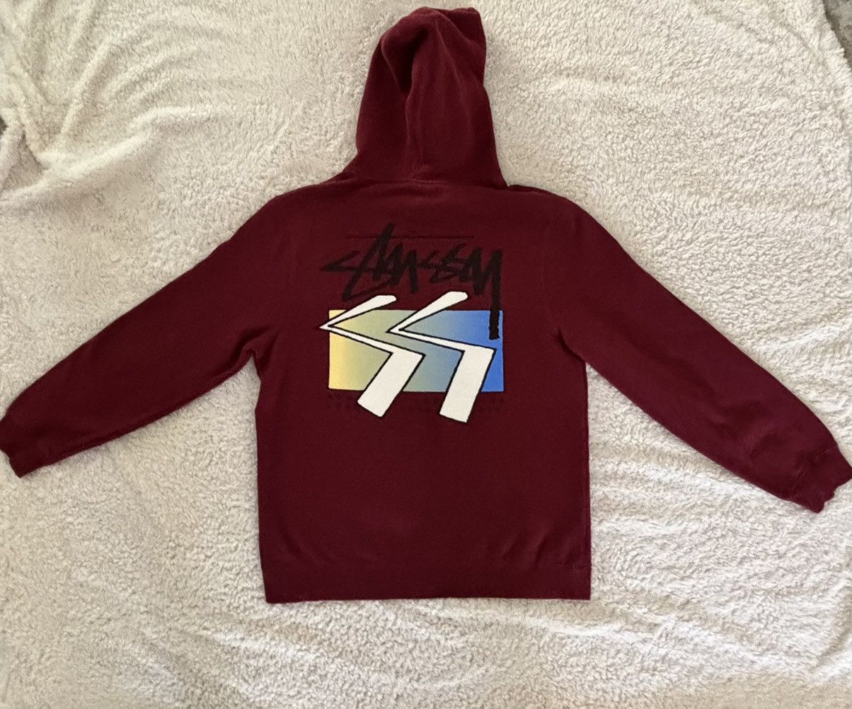 Stussy Stüssy Shadow Script Logo Hoodie - Maroon - Size L - 2018 Size US L / EU 52-54 / 3 - 3 Thumbnail