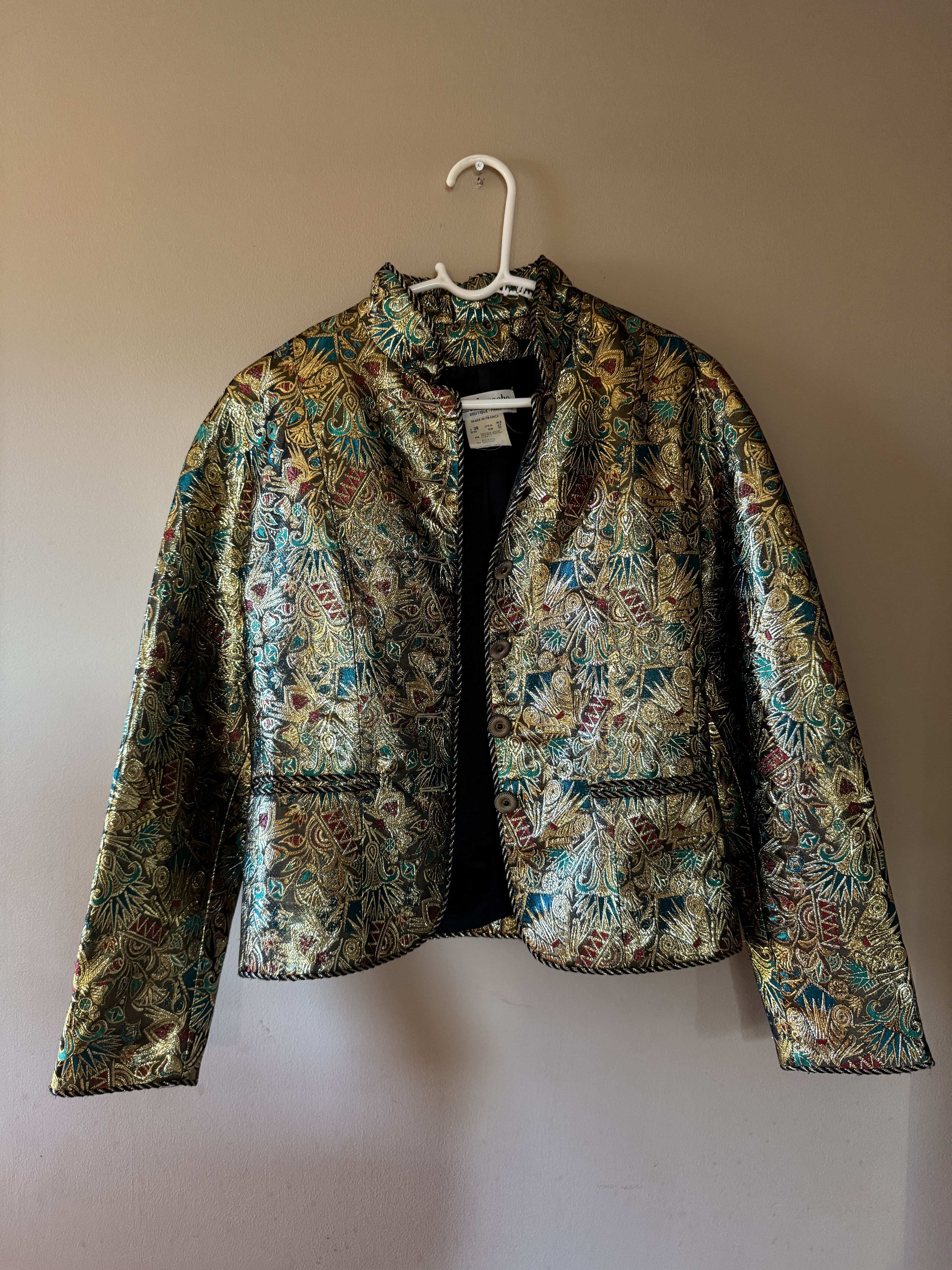 Guy Laroche Gold Brocade Vintage Jacket Size S / US 4 / IT 40 - 1 Thumbnail