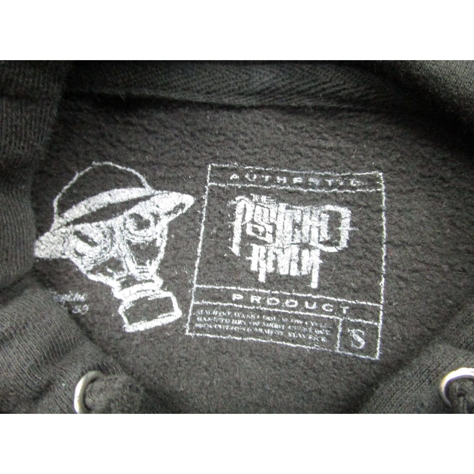 Vintage Psycho Realm Hoodie Mens Small Black Graphic Print Pullover with Front Kangaroo Pocket Hooded Sweatshirt Size US S / EU 44-46 / 1 - 3 Thumbnail