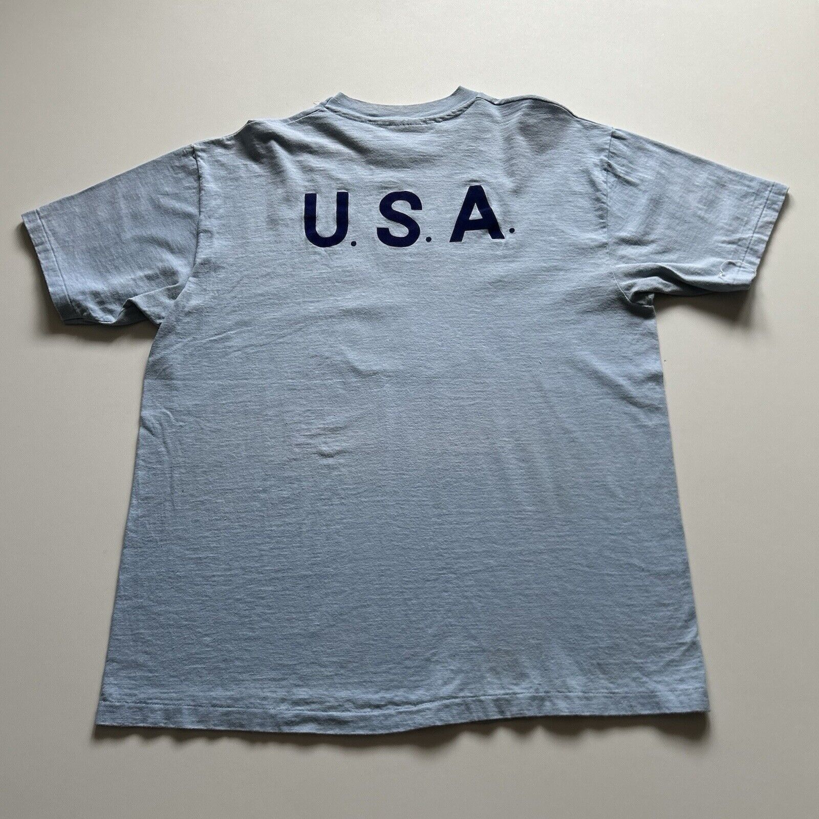 Vintage Vintage 90s USA Flag America T Shirt XL Blue Hanes Beefy T Size US XL / EU 56 / 4 - 3 Thumbnail