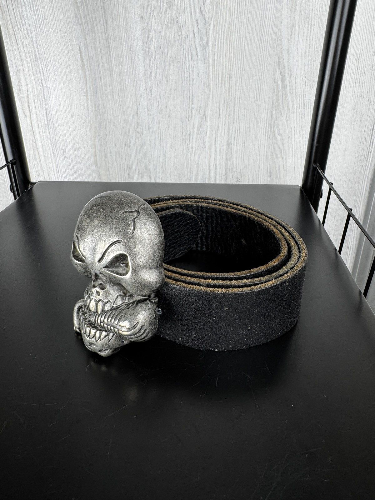Other Knucklehead Skull buckle men’s genuine leather black belt Size 36 - 7 Thumbnail