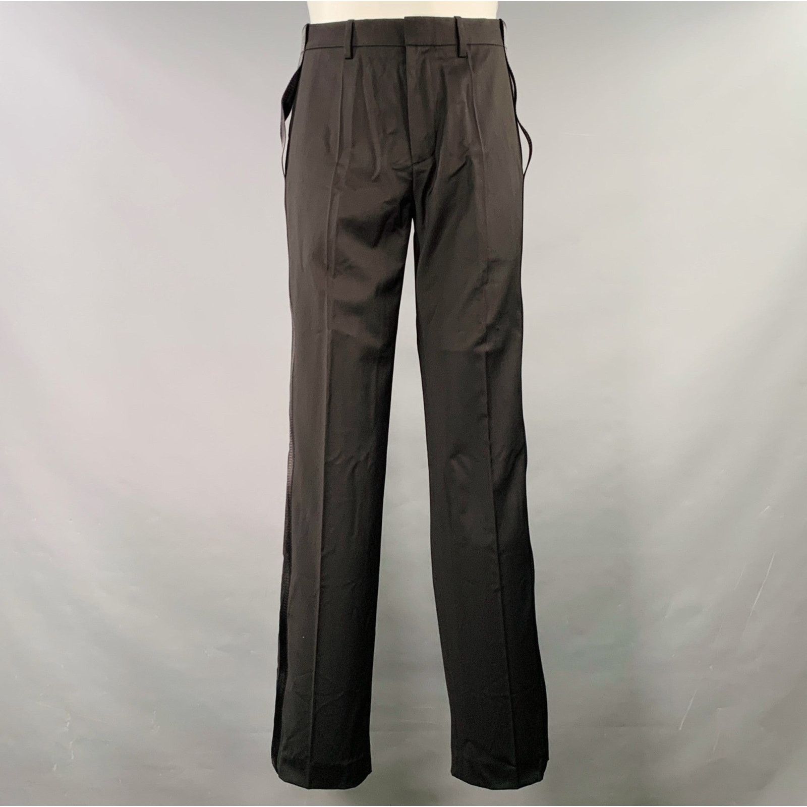 Helmut Lang HELMUT Black Wool Notch Lapel Seatbelt Suit Size 42R - 4 Thumbnail