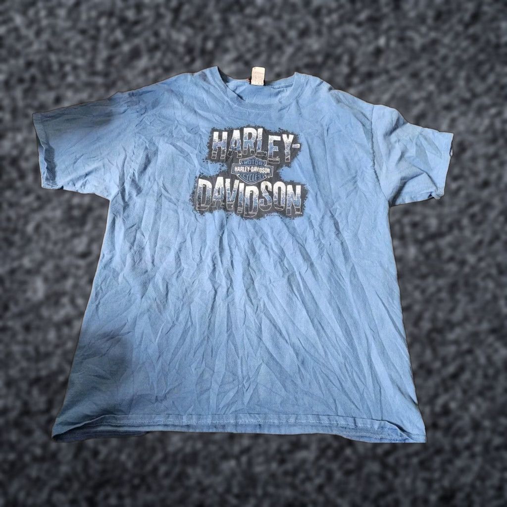 Harley Davidson VINTAGE Harley-Davidson T-Shirt Mens 2XL Blue Logo Graphic Print US Made Size US XXL / EU 58 / 5 - 1 Thumbnail