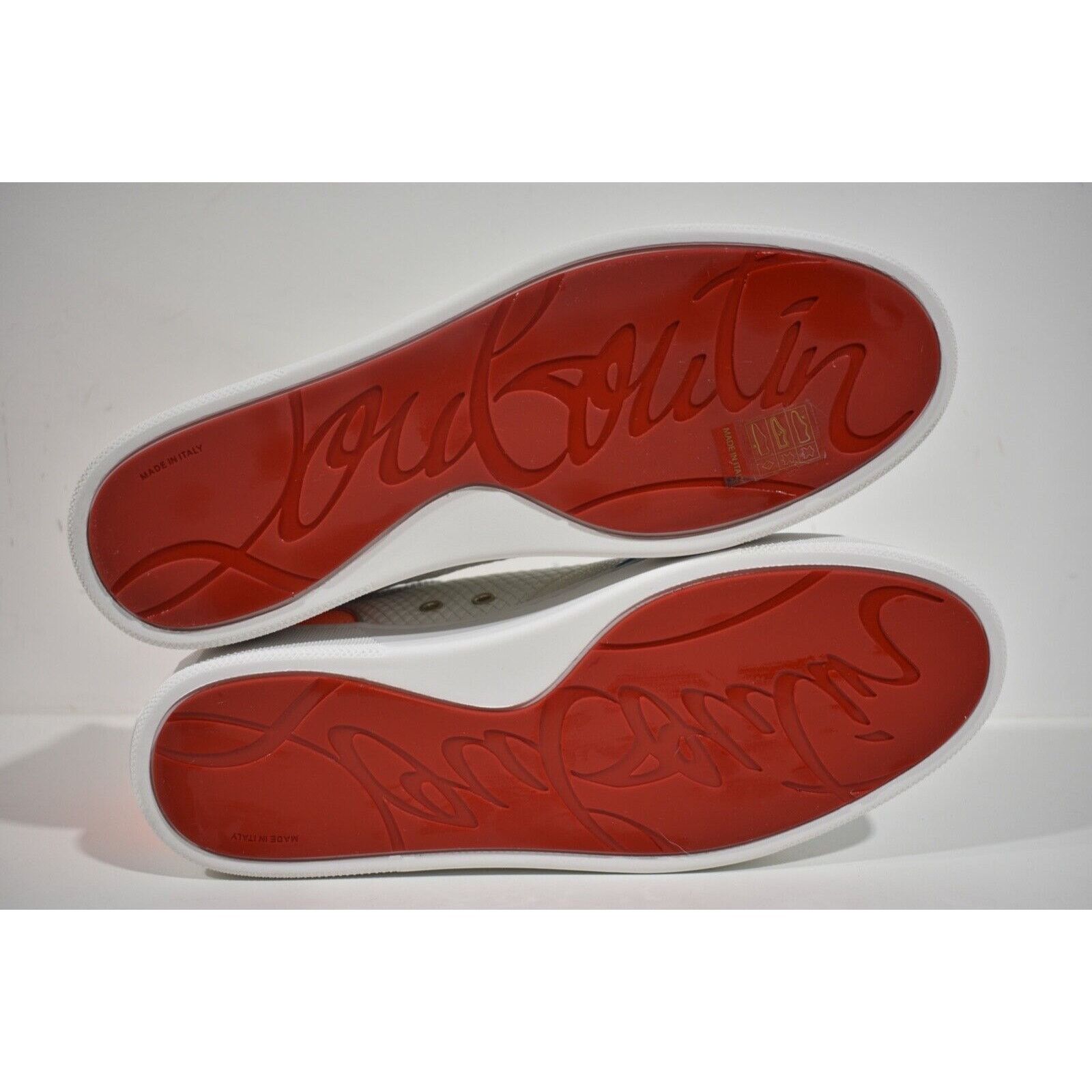 Christian Louboutin Christian Louboutin Mens Happyrui Spikes Flat White Blue Size US 11 / EU 44 - 12 Thumbnail