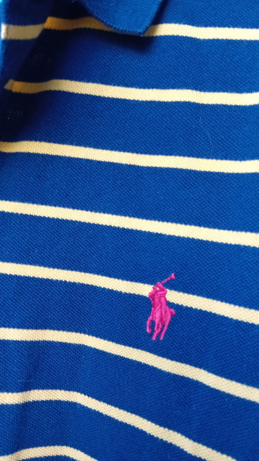 Polo Ralph Lauren × Vintage Polo Ralph Lauren Custom Fit Blue Yellow Striped Polo tee XL Size US XL / EU 56 / 4 - 5 Thumbnail