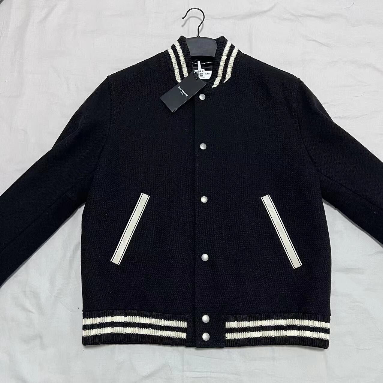 saint laurent wool baseball jacket with tags