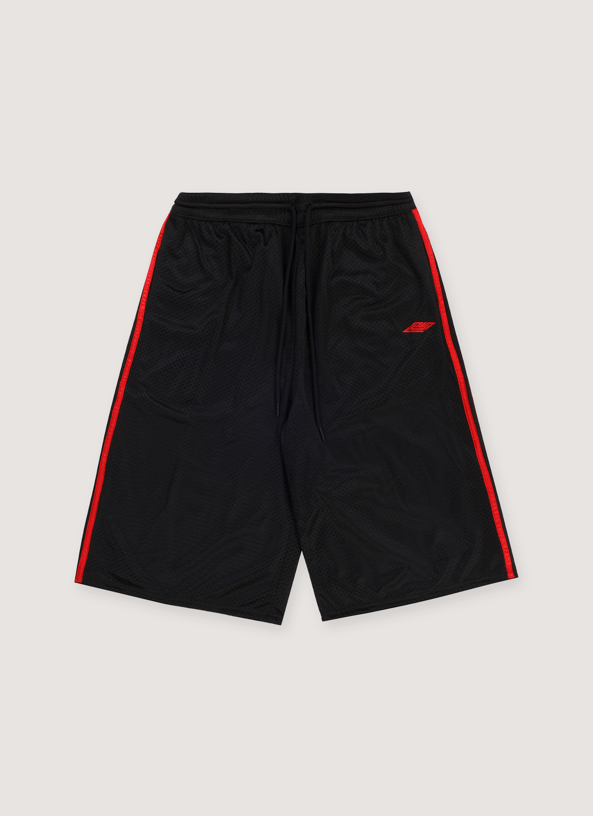 Other Pieces Elongated Mesh Shorts Black Red Size US 32 / EU 48 - 1 Thumbnail