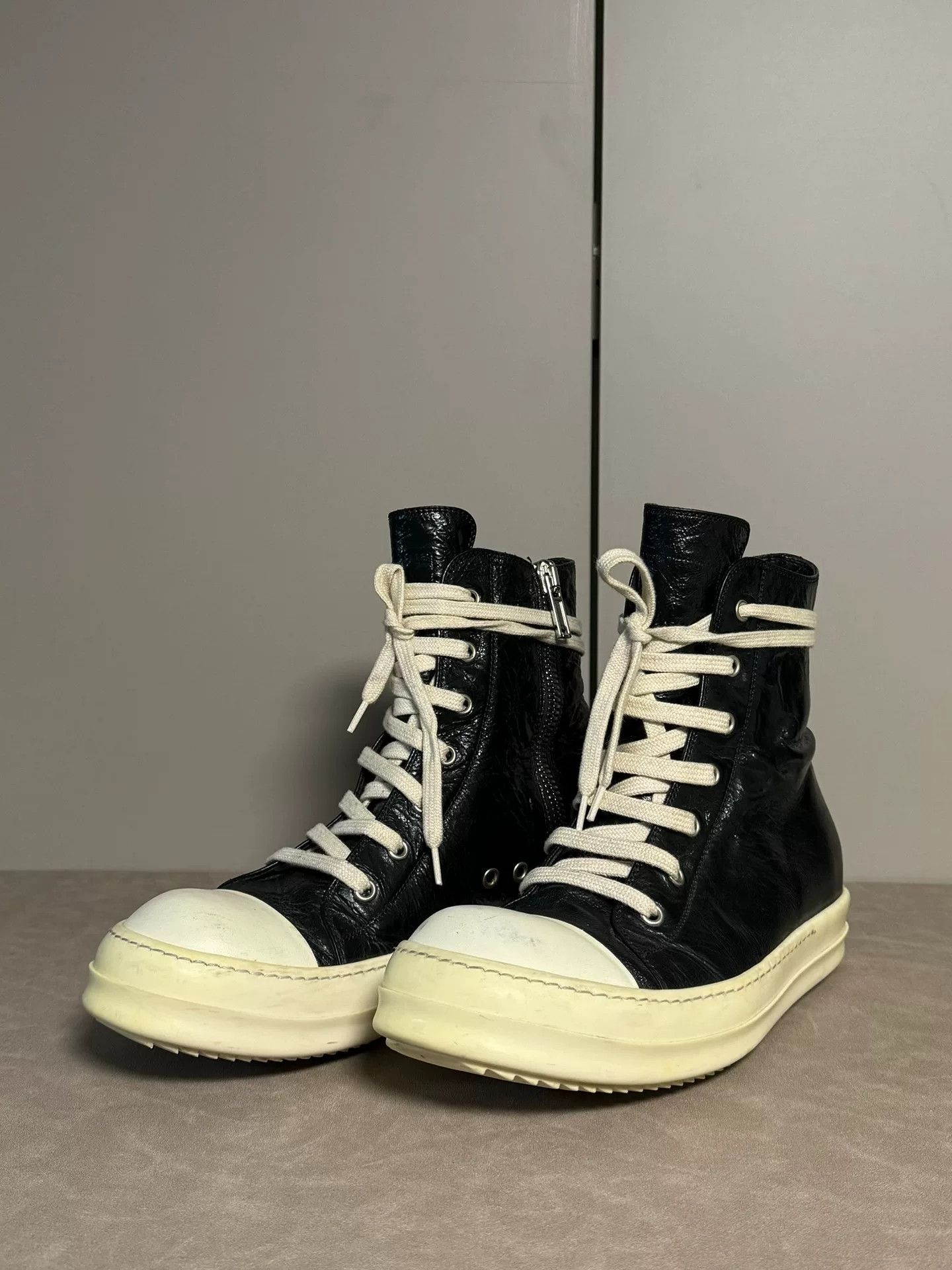 Rick Owens rick owens ro wrinkled leather high-top sneakers Size US 9.5 / EU 42-43 - 1 Thumbnail
