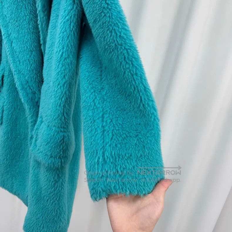 Max Mara Max Mara Teal Teddy Fur Coat Size XXS / US 00 / IT 34 - 4 Thumbnail